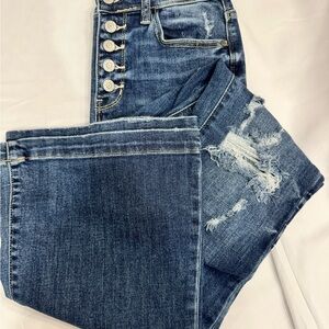 Judy Blue MidRise Distressed Trouser Flare Jeans size 7